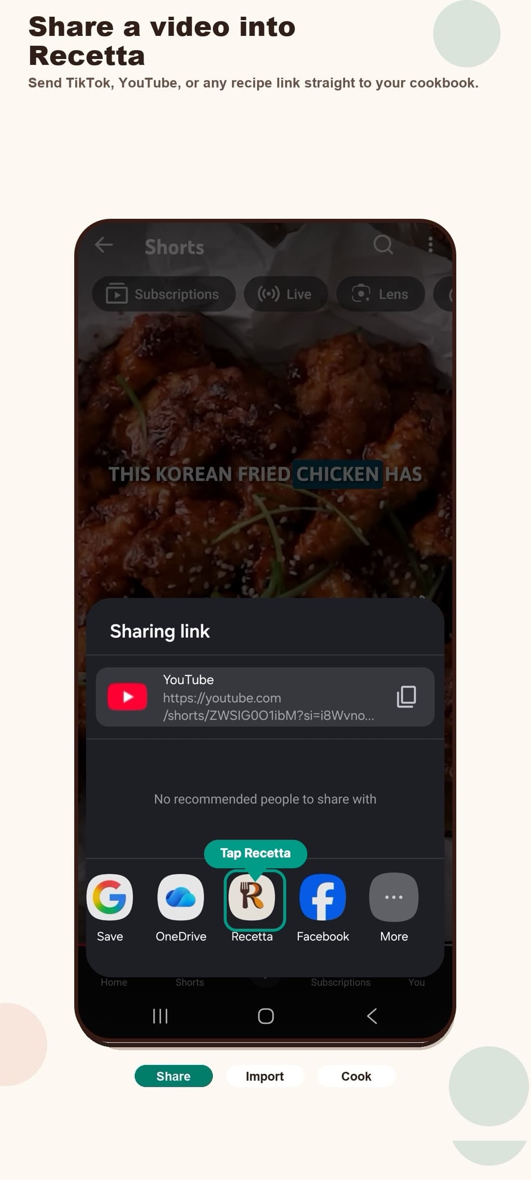 Recetta app screen