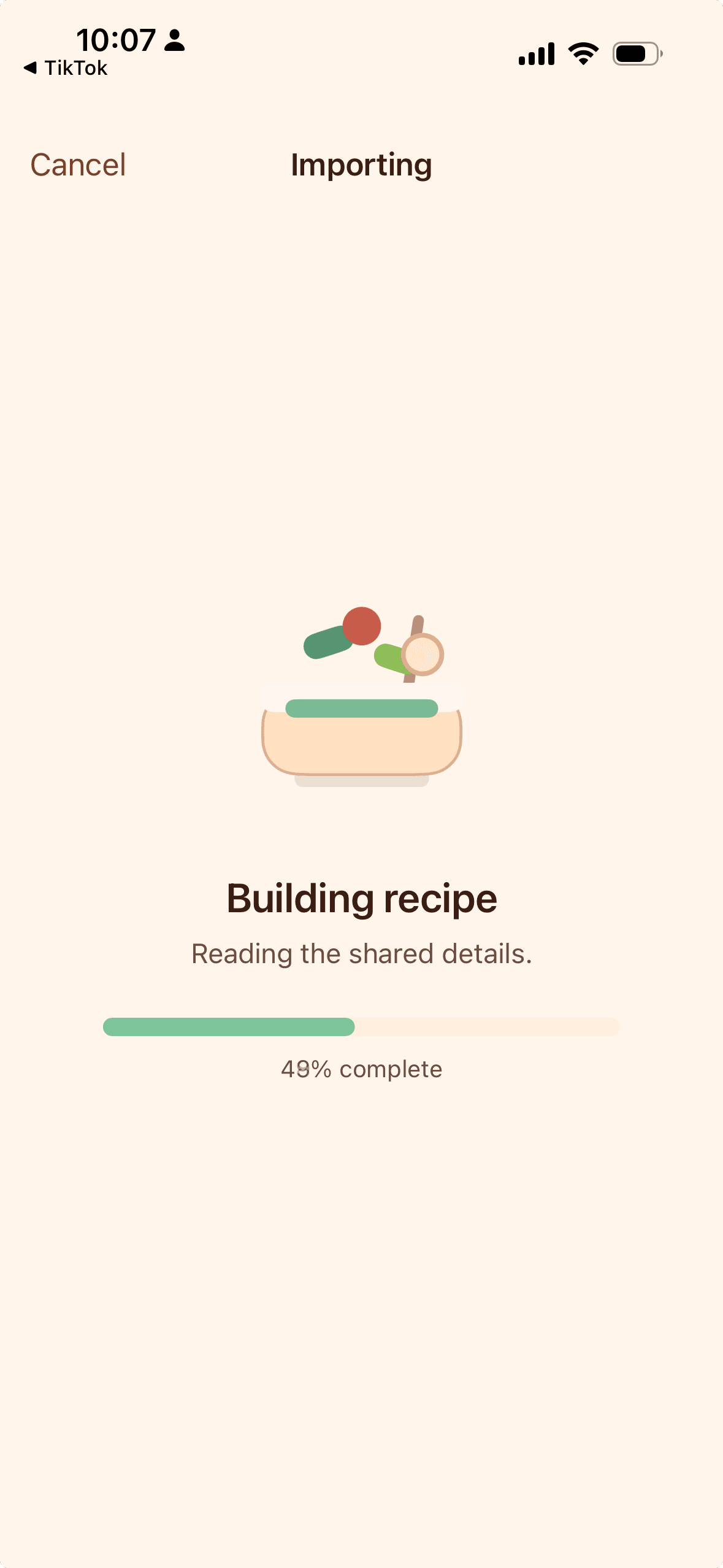 Recetta app screen