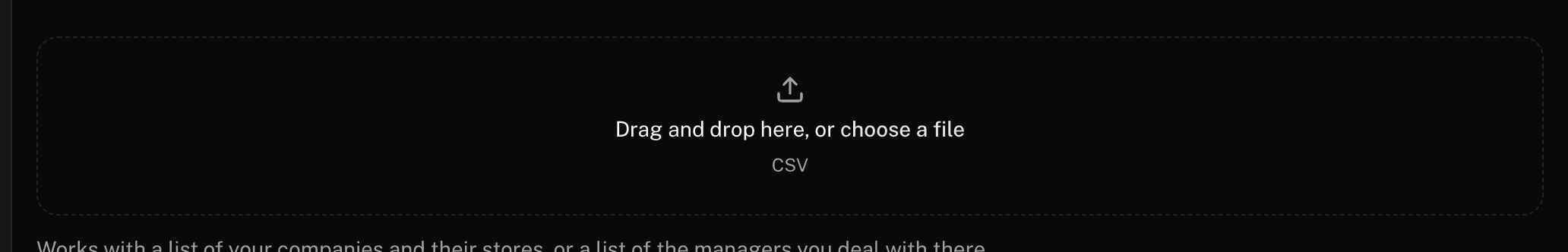 The drop box on the first step of the employer import