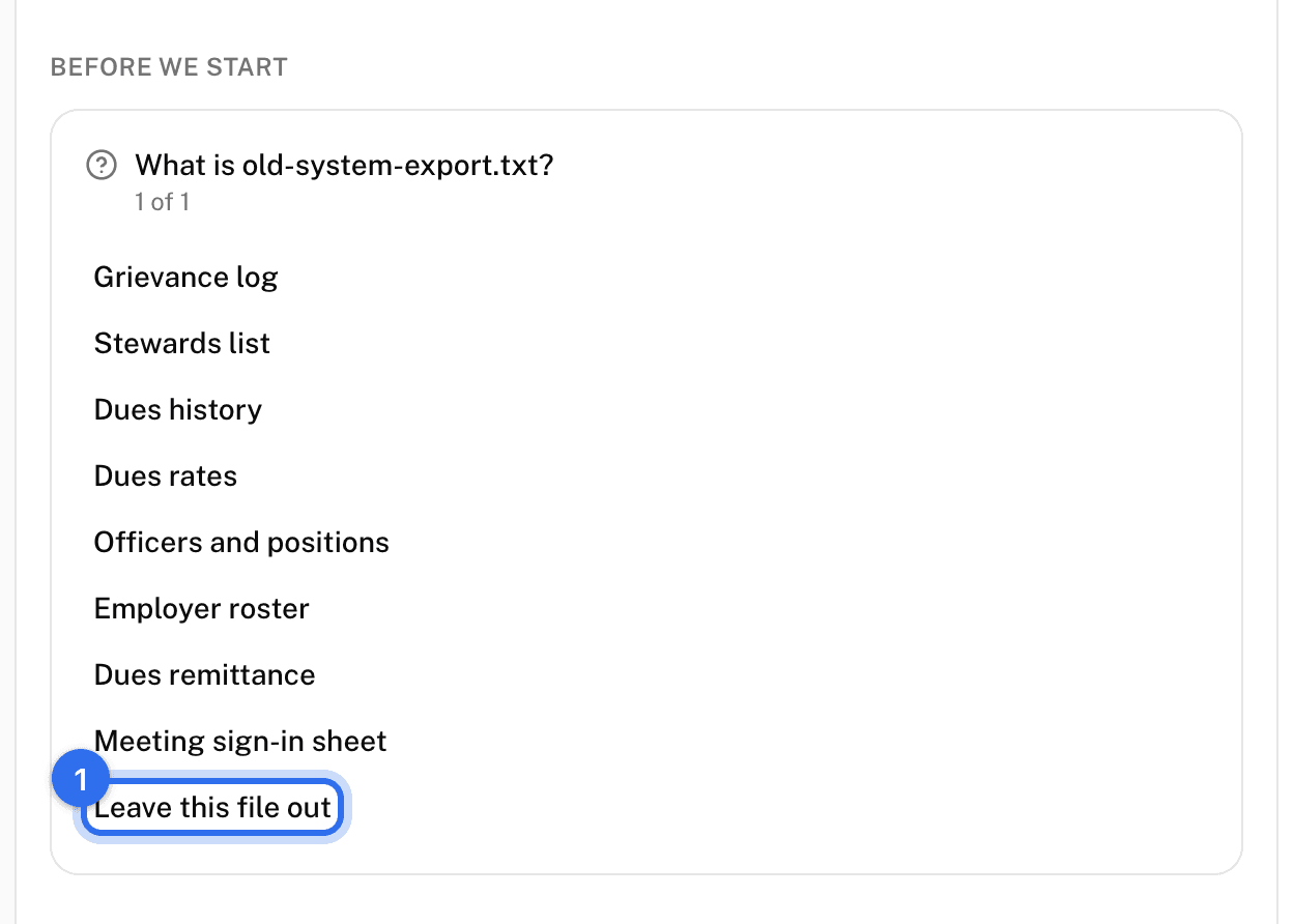 Before we start: the questions Eli needs answered, with Leave this file out (1)