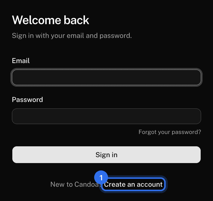 Create an account (1) under the sign-in form