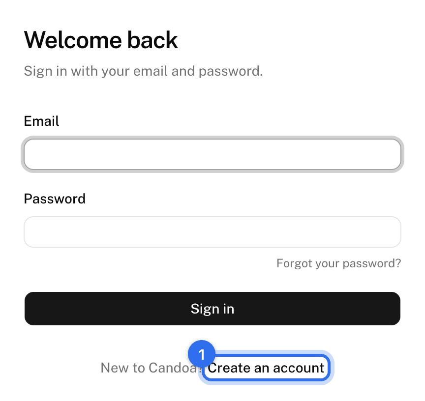 Create an account (1) under the sign-in form