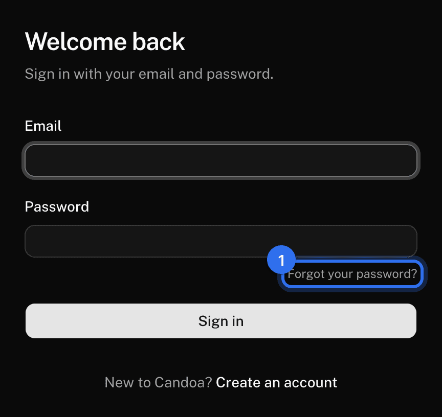 Forgot your password? (1) on the sign-in screen