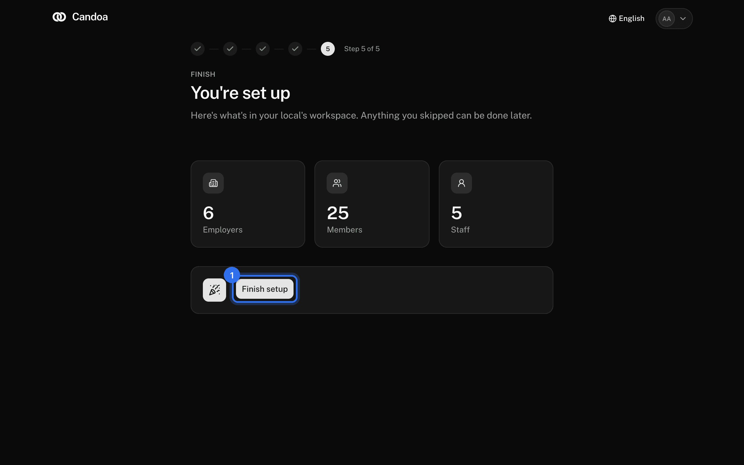 The last step, with the counts and Finish setup (1)