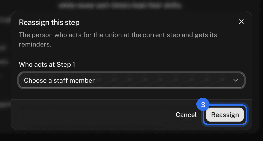 The Reassign dialog, with Reassign (3)
