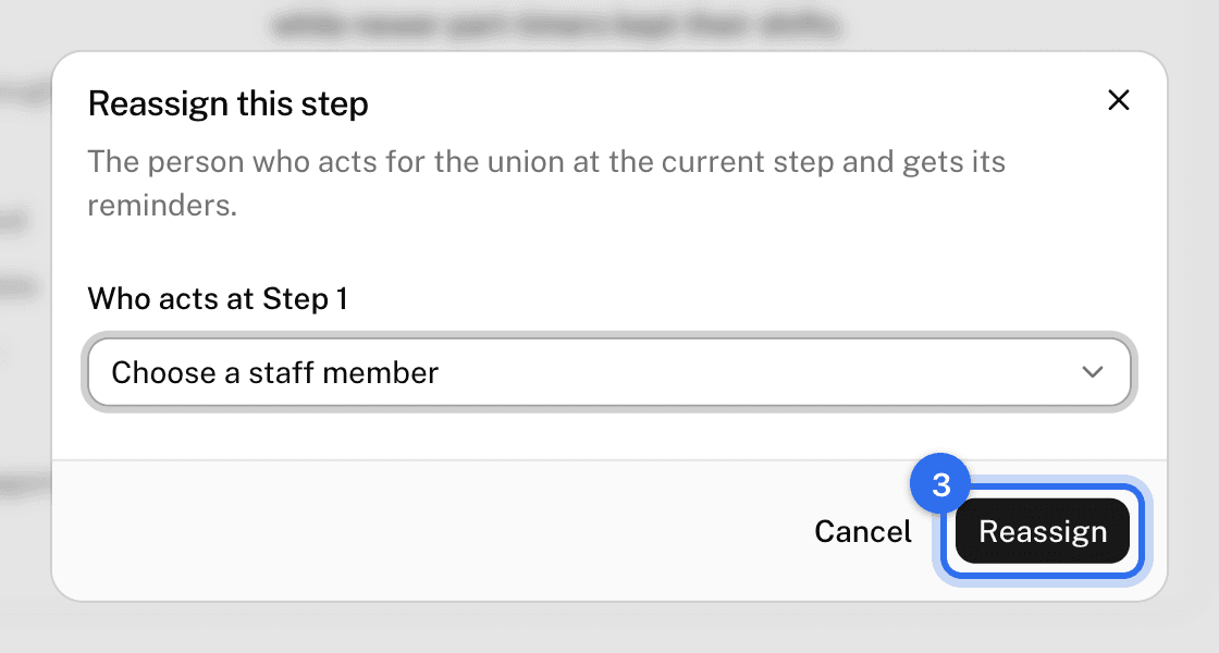 The Reassign dialog, with Reassign (3)