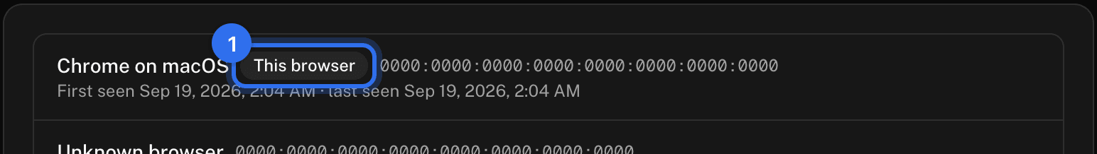 Where you're signed in: your own row, marked This browser (1)