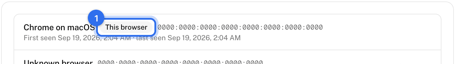 Where you're signed in: your own row, marked This browser (1)